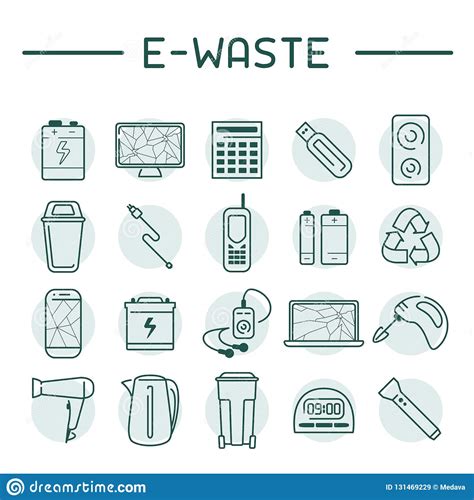 waste icons set stock vector illustration  dustbin