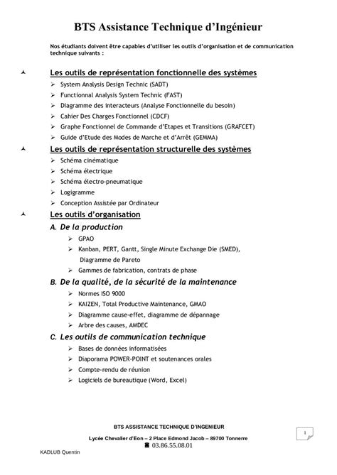 fiche de descrpition bts ati par section professionnelle fichier