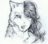 Drawing Wolf Drawings Girl Half Face Human Tattoo Wolves Cool Animal Designtrends Deviantart Girls Sketches Draw Google Tumblr Watercolor Amazing sketch template