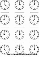 Clock Time Learn Hour Coloring Preschool Telling Pages Mins Worksheets Learning Print Benscoloringpages English Math Clocks Kids Half Excercise Open sketch template