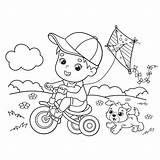 Kite Bike Malbuch Fahrrad Drachen Illustrationen Vektoren sketch template