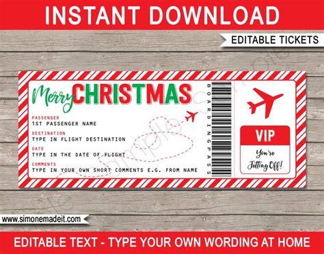 christmas gift boarding pass ticket gift certificate template ticket