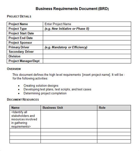Free 11 Business Requirements Document Templates In Pdf Ms Word