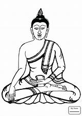 Buddha Coloring Pages Drawing Buddhist Gautam Printable Sketch sketch template