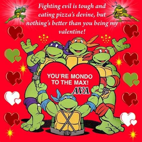 teenage mutant ninja turtle valentine days card printable cards red