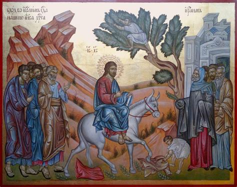 lords entry  jerusalem icon hand painted palm sunday church