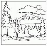 Coloring Mountain Pages Mountains Printable Scenery Children Smoky Adult Forest Color Kids Landscape Book Print Colouring Sheets Scene Drawing Clipart sketch template