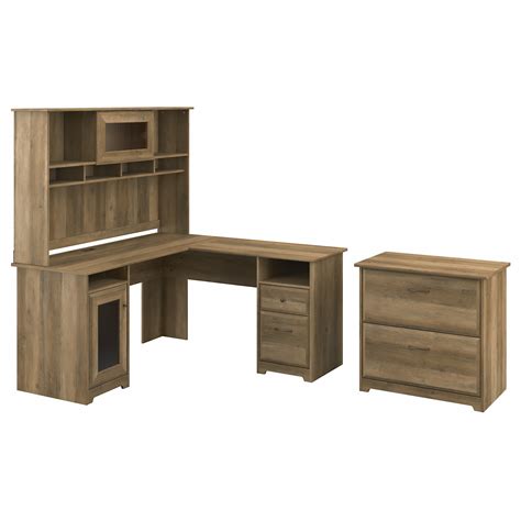 Bush Furniture Cabot 60w L Shaped Computer Desk With Hutch And Lateral