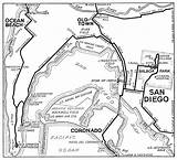 San Diego Coloring Pages Map Maps California City Getcolorings Americanroads sketch template