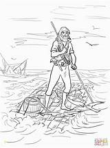 Robinson Crusoe Coloring Pages Raft Shipwrecked After Divyajanani sketch template