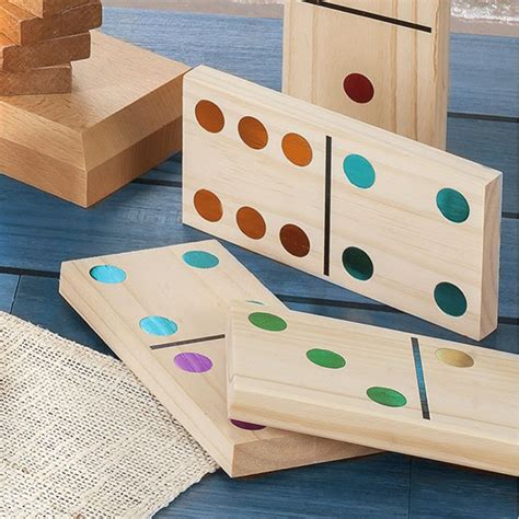 dominos geants en bois naturel colores bois  poteriecom