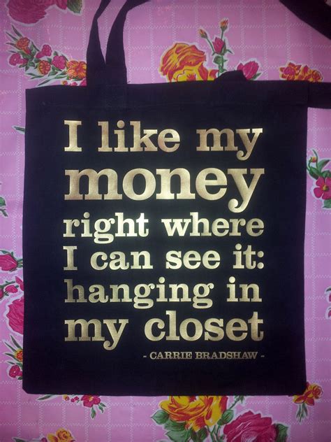 bag with carrie bradshaw quote by mariekenhoefnagel on etsy bag quotes quotes