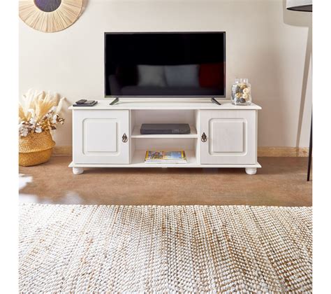 meuble tv en pin belfort  portes  niches lasure blanc meuble tv