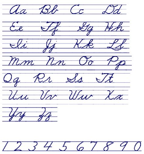 cursive handwriting chart
