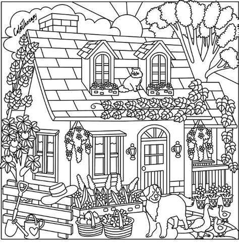 cottage coloring page coloring pages coloring book pages  adult