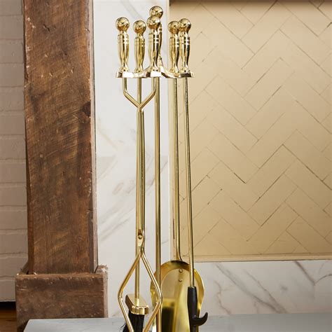 uniflame  piece polished brass fireplace tool set  stand reviews
