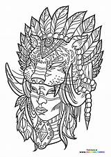 Coloriage Adults Plantillas Coloriages Mandala Ausmalbilder Indien Diseños Indiens Tatuaje Colorier Maternelle Grown Gesicht Ethnique Gesichter Buch Tatouages sketch template