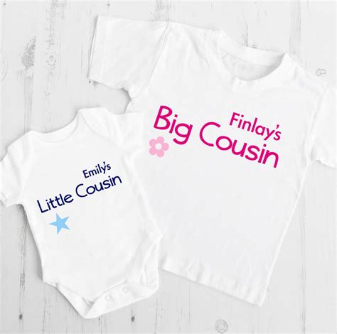 Big Cousin Little Cousin Personalised T Shirt Set By Precious Little