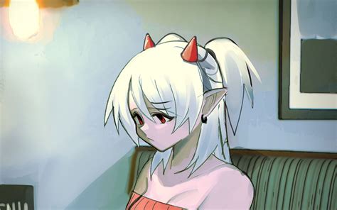 wallpaper  girl demon sad anime art widescreen  hd background
