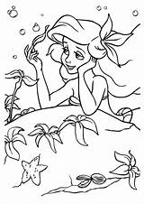 Coloring Mermaid Little Disney Pages Princess Classic Print sketch template