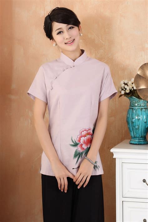 pretty peony flower qipao cheongsam shirt pink chinese