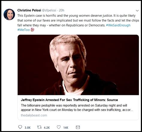 Epstein Arrest Pelosi Predicts High Profile “faves