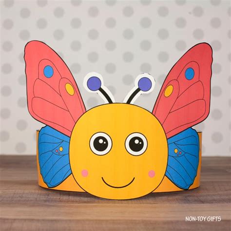 butterfly headband diy spring insect paper hat  kids  toy gifts
