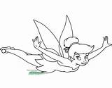 Fairies Disney Coloring Pages Tinker Bell Flying Colorin Disneyclips sketch template