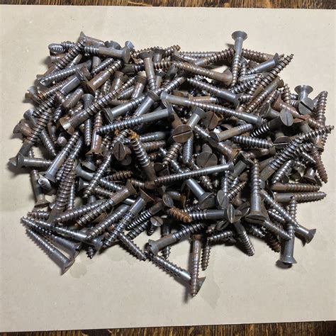5 Pounds Of Vintage Flat Head Slotted Wood Screws Assorted Etsy