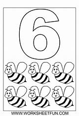 Coloring Number Pages Preschool Bee Six sketch template