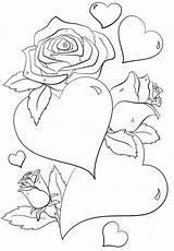 Coloring Pages Heart Rose Hearts Visit Roses Adult Adults sketch template