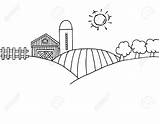 Pages Farm Coloring Cartoon Scene Clipart Clip Landscape Barn Country Hills Outline Info Animal Rolling Big sketch template