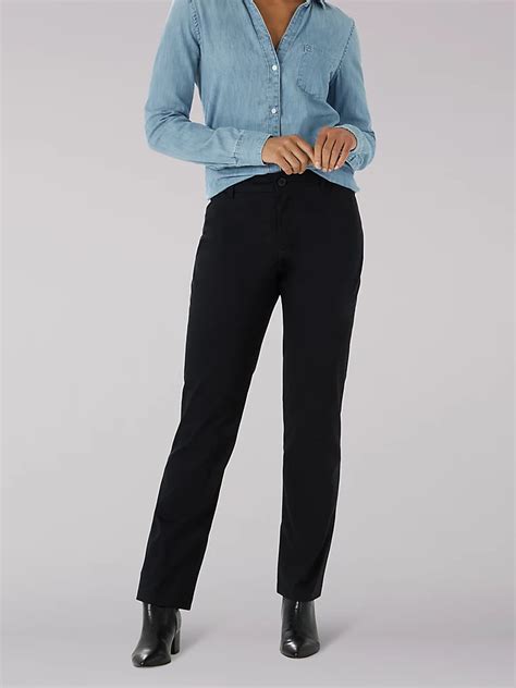 Womens Wrinkle Free Straight Leg Pant Relaxed Fit Lee®