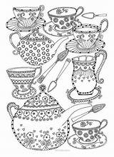 Coloring Adult Pages Ausmalbilder Tea Party Mandala Erwachsene Printable Zentangle Malvorlagen Ausmalen Vorlagen Kostenlose Book Food Coffee Sheets Visit Wall sketch template
