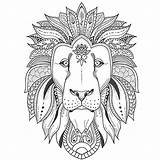 Lion Mandala Coloring Vector Patterned Poster Clipart sketch template