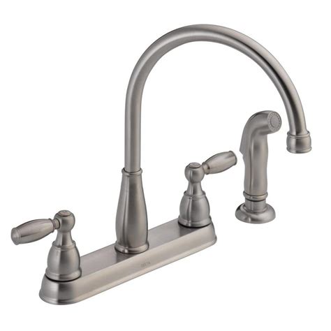 delta foundations  handle standard kitchen faucet  side sprayer  stainless lf ss