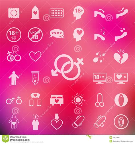 sex icon set on blur pink background vector eps10 stock