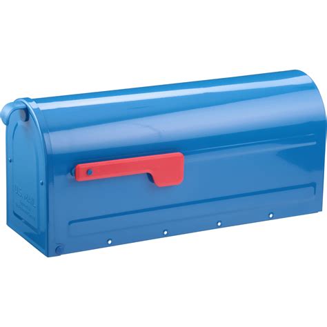 architectural mailboxes blue post mount mailbox  red flag