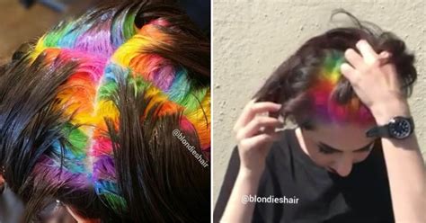 salon creates hidden rainbow roots hair color teen vogue