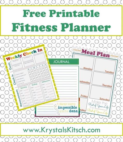 fitness journal meal planning printables fitness planner
