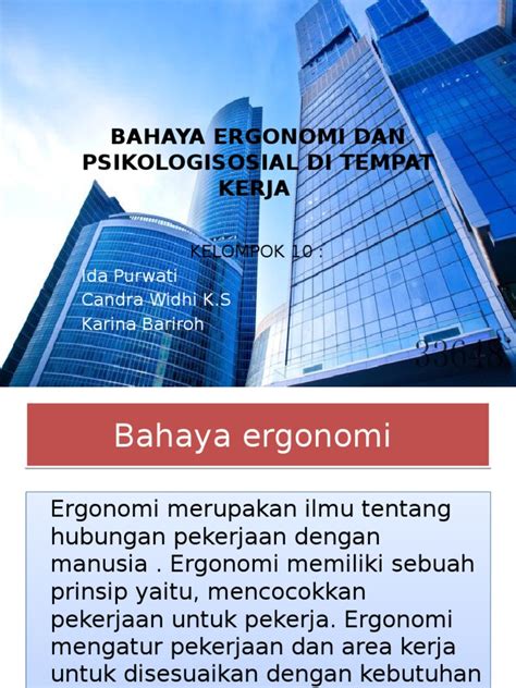 Bahaya Ergonomi Dan Psikologi Di Tempat Kerja Pptx