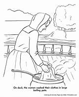 Pilgrims Coloring Pages Thanksgiving Story Bible Pilgrim Washing Landing First Printables Mayflower Clothes America Plymouth Go History Usa sketch template