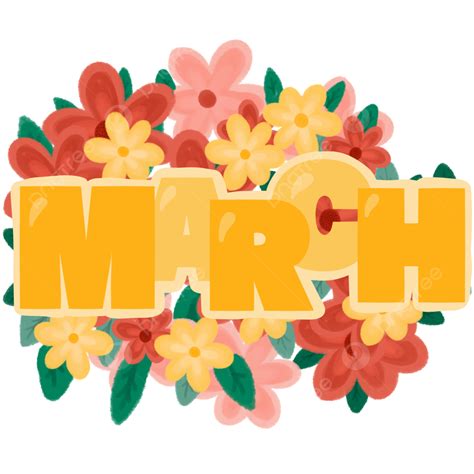 march font  floral background march font march month march