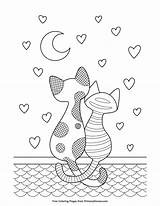 Coloring Printable Cat Valentine Pages Cats Color Primarygames Valentines Visit Kids Adult sketch template