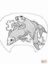 Hokusai Katsushika Carpe Colorare Carp Ausmalbilder Karper Crucian Carps Supercoloring Disegno Karpfen Tegninger Carpa Mycoloring Designlooter Kategorier sketch template