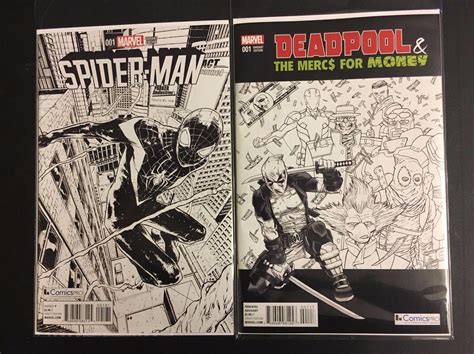 comicspro sketch variants spider man  deadpool mercs  money  marvel