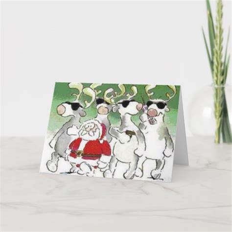 Funny Santa Secret Service Reindeer Christmas Card