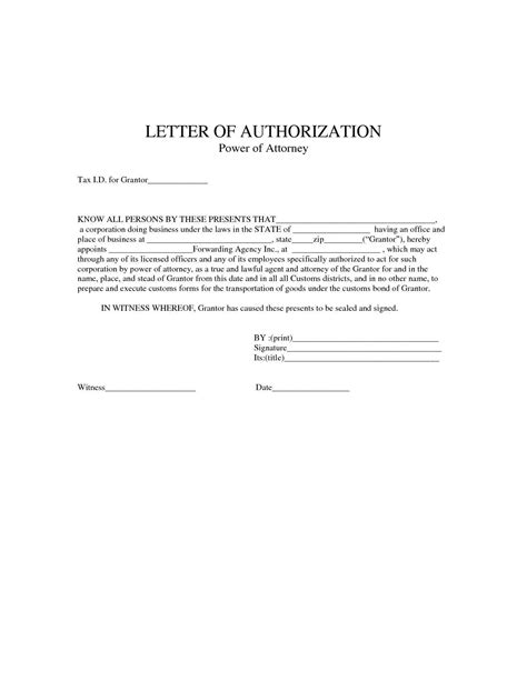 power  authorization letter sample examples power