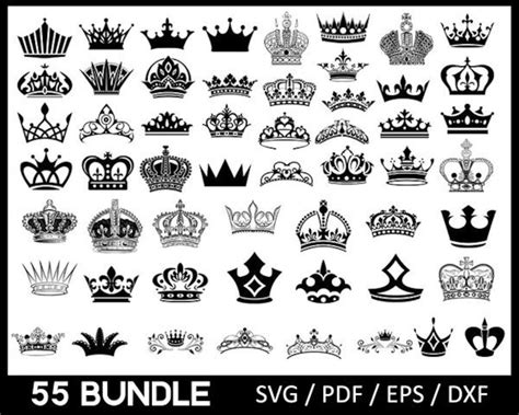 crown types bundle crown vector files set  circut etsy