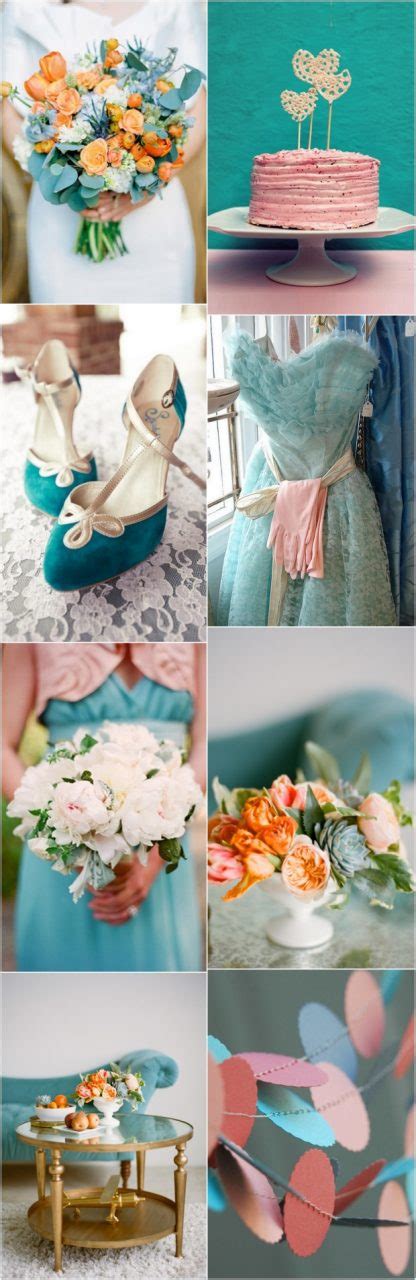 perfect peach teal wedding colour palette weddingsonline